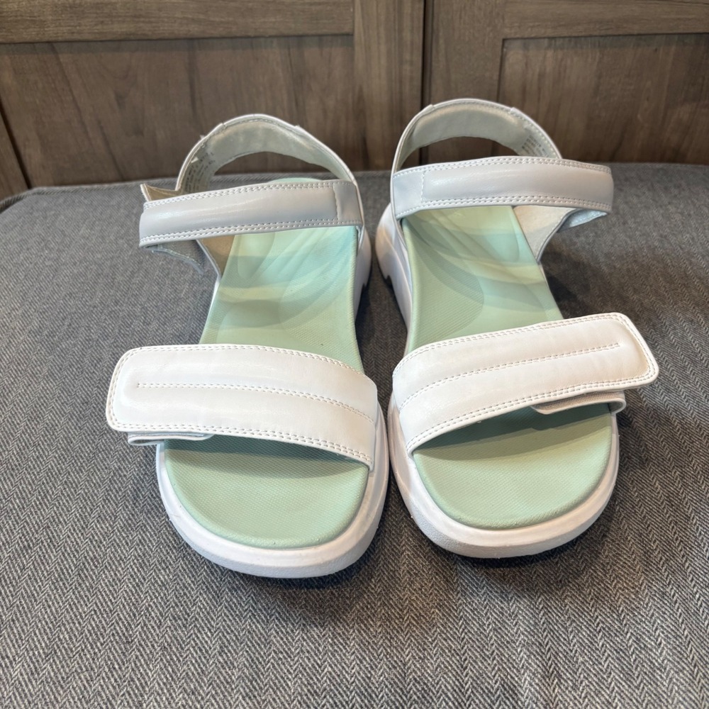 Aetrex Whit Sport Sandal White Mint Green Orthotic Platform Women US 9-9.5